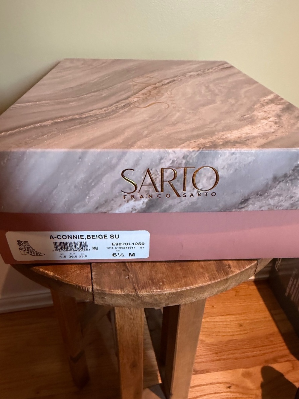 Sarto “Connie” suede, cutout bootie/sandal